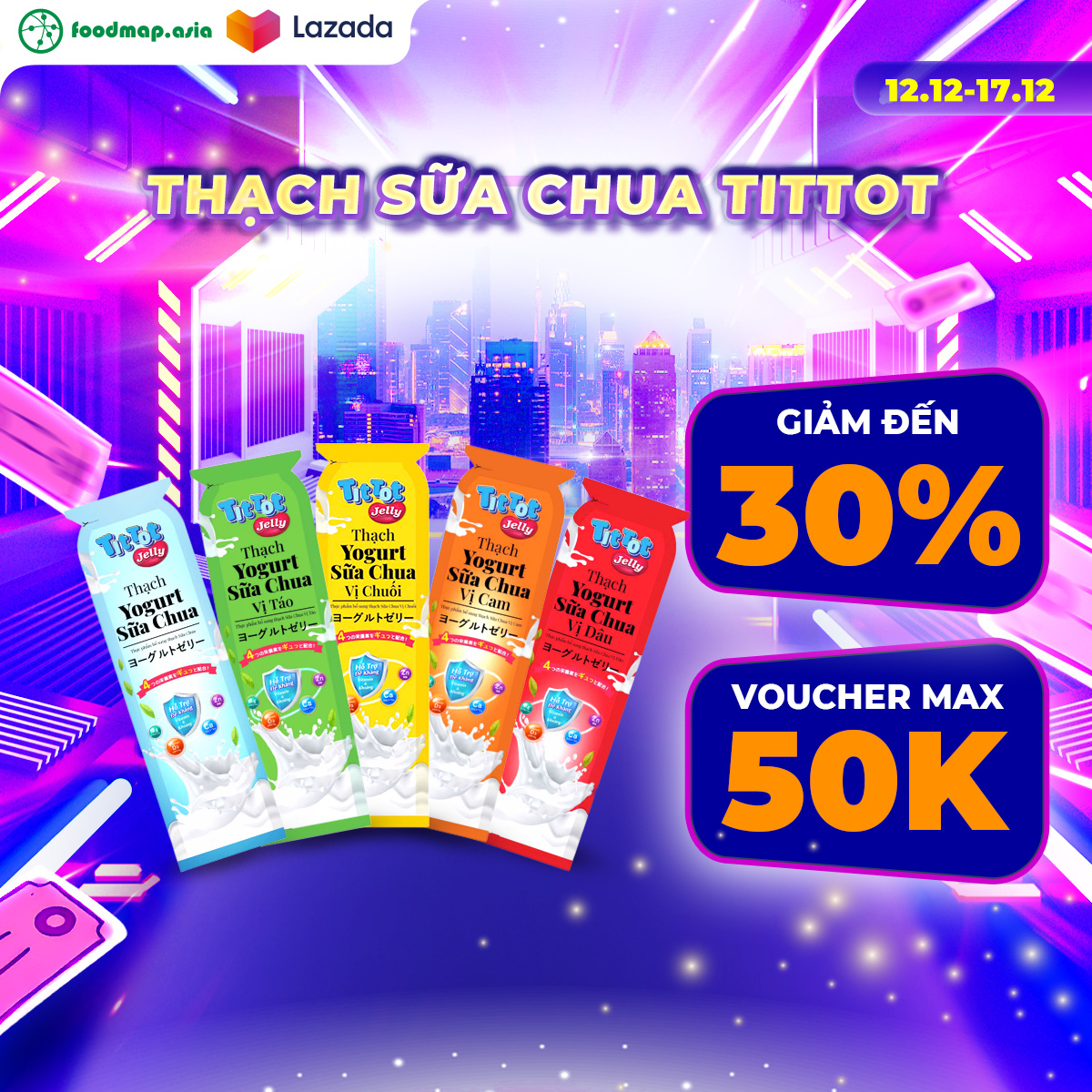 [DATE T1/2025] Combo Thạch Sữa Chua Mix vị ngẫu nhiên Tittot - Hộp 10 thanh x 30g
