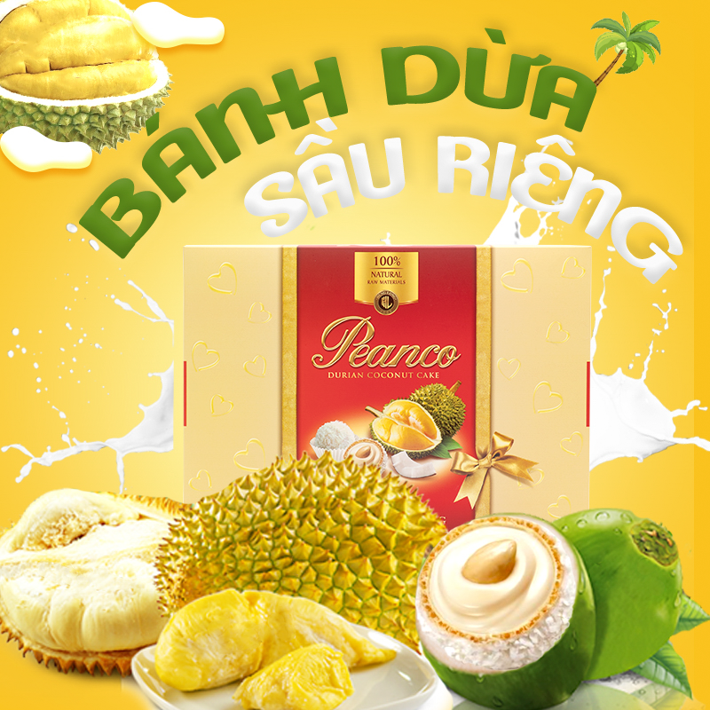 Bánh Dừa Kem Sầu Riêng Nhân Điều - Hưng Long - 368g