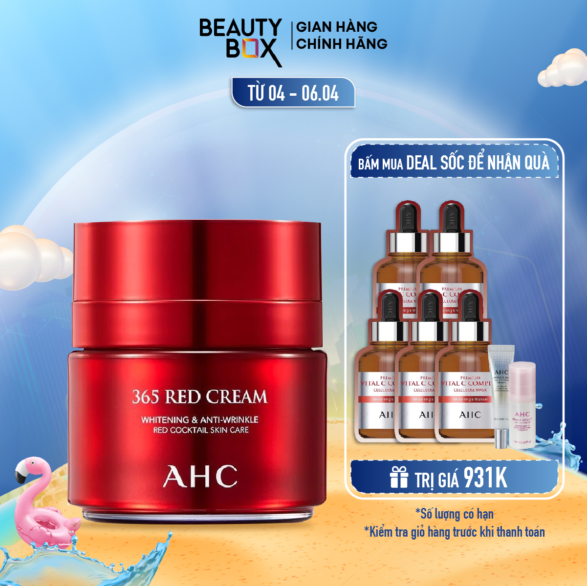 Kem Ngừa Lão Hóa Làm Sáng Da AHC 365 Red Cream 50Ml