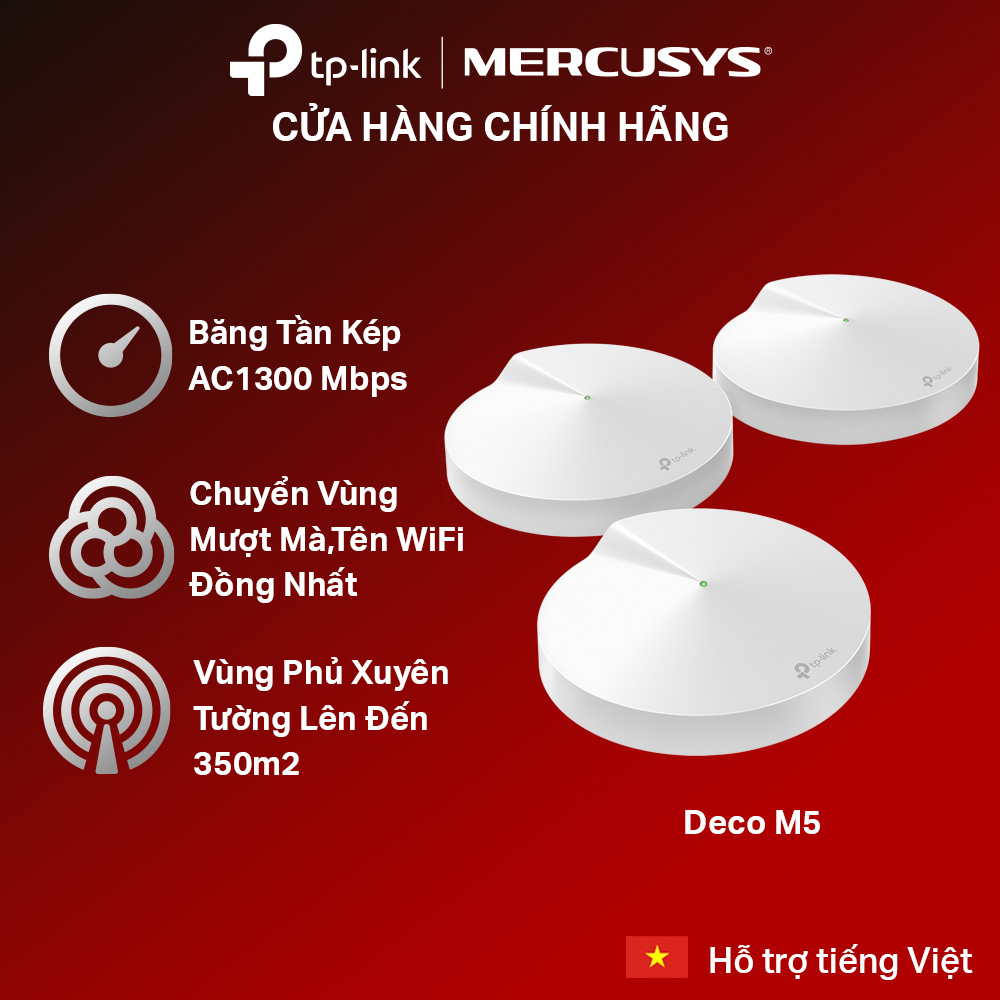 Hệ thống mesh wifi tp-link deco m5 cho gia đình ac1300