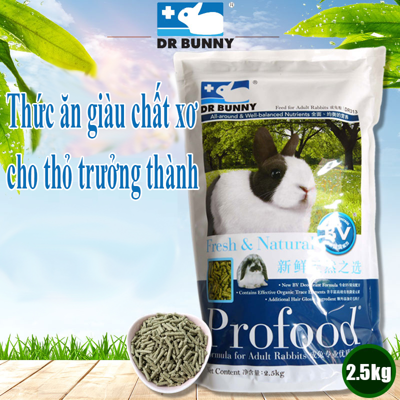 Thức ăn giàu chất xơ cho thỏ trưởng thành 2.5kg