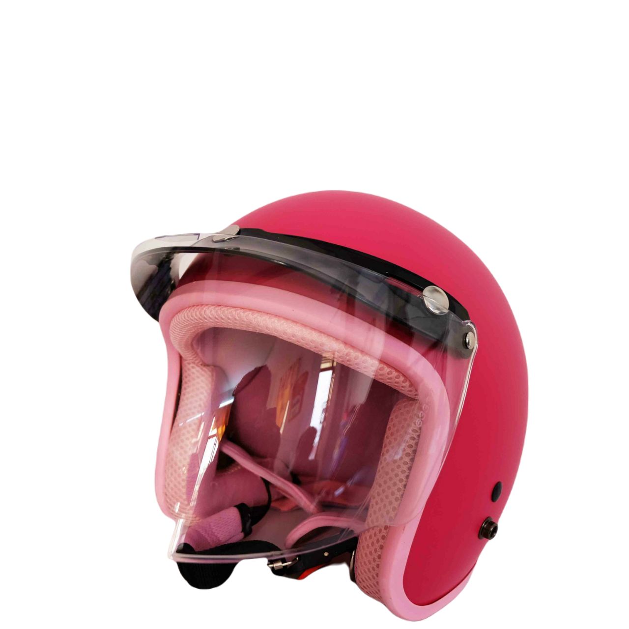 Mũ bảo hiểm 3/4 lót hồng + kính fullface