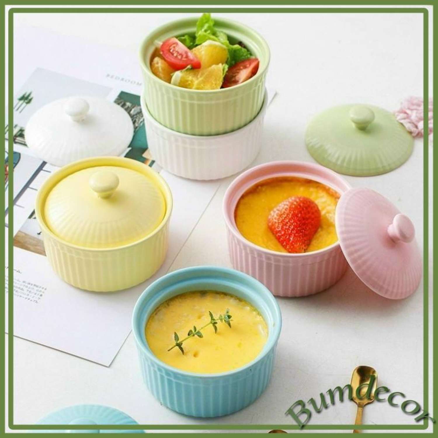 Bát sứ ăn dặm Ramenkin có nắp Không nắp nhiều màu sắc cho bé Bumdecor