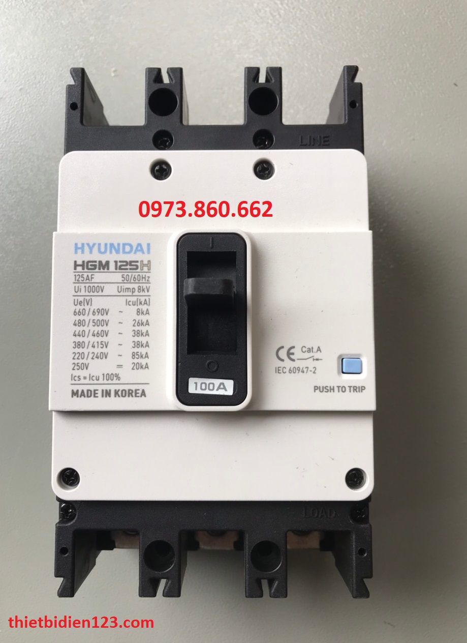 Aptomat hyundai mccb 3p hmg125h 100a -125a