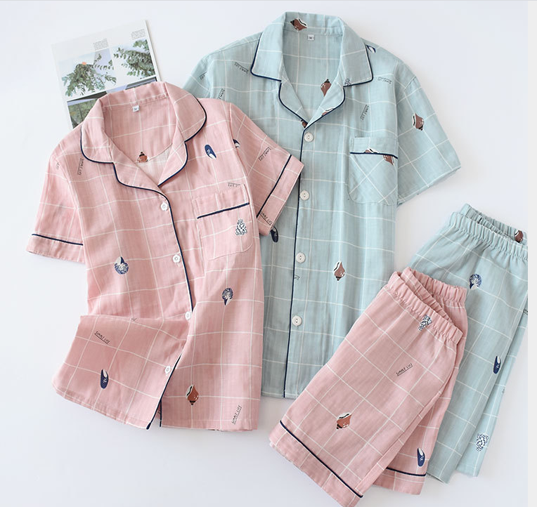 Pijama nữ ngắn tay, Đồ Bộ Mặc Nhà Azuno AZ2993 Chất Liệu Xô Mặc Hè Cực Mát Hoạ Tiết Kẻ Caro