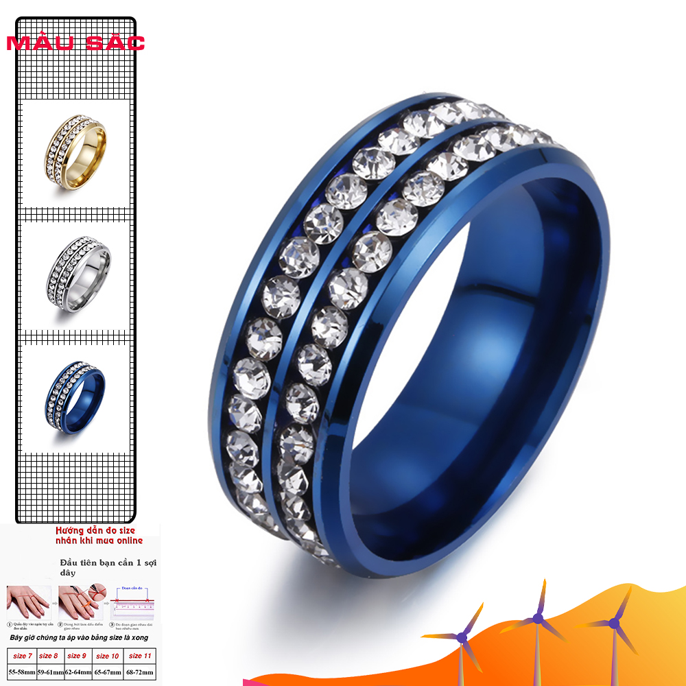 NHẪN TITAN 2 VÒNG ĐÁ THỜI TRANG NHẪN NỮ ĐẸP RẺ