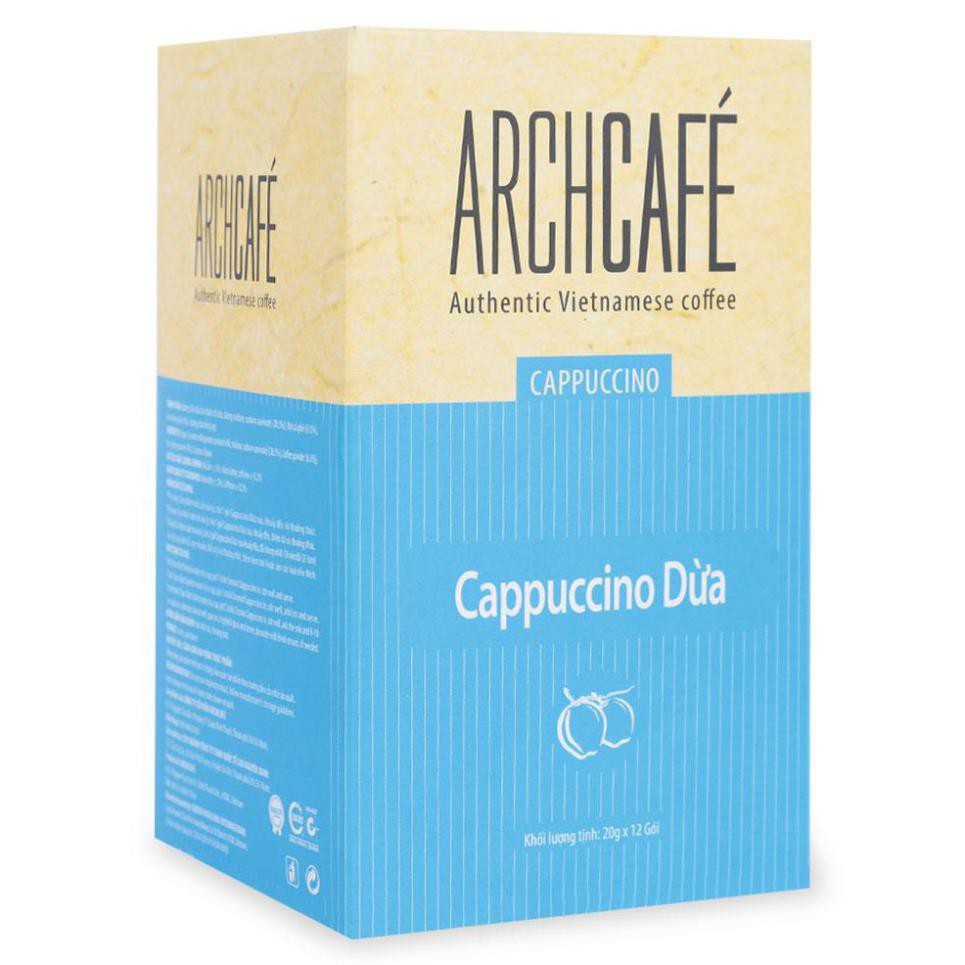 Cà phê hòa tan Cappuccino dừa Archcafe hộp 240g, cam kết hàng đúng mô tả, chất lượng đảm bảo an toàn đến sức khỏe người sử dụng