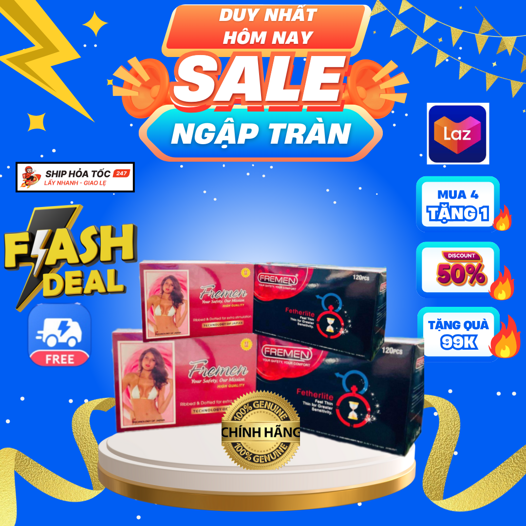 Hộp 120 cái Bao Cao Su Siêu Gai Chấm Fremen - Ôm sát không lo tuột bao