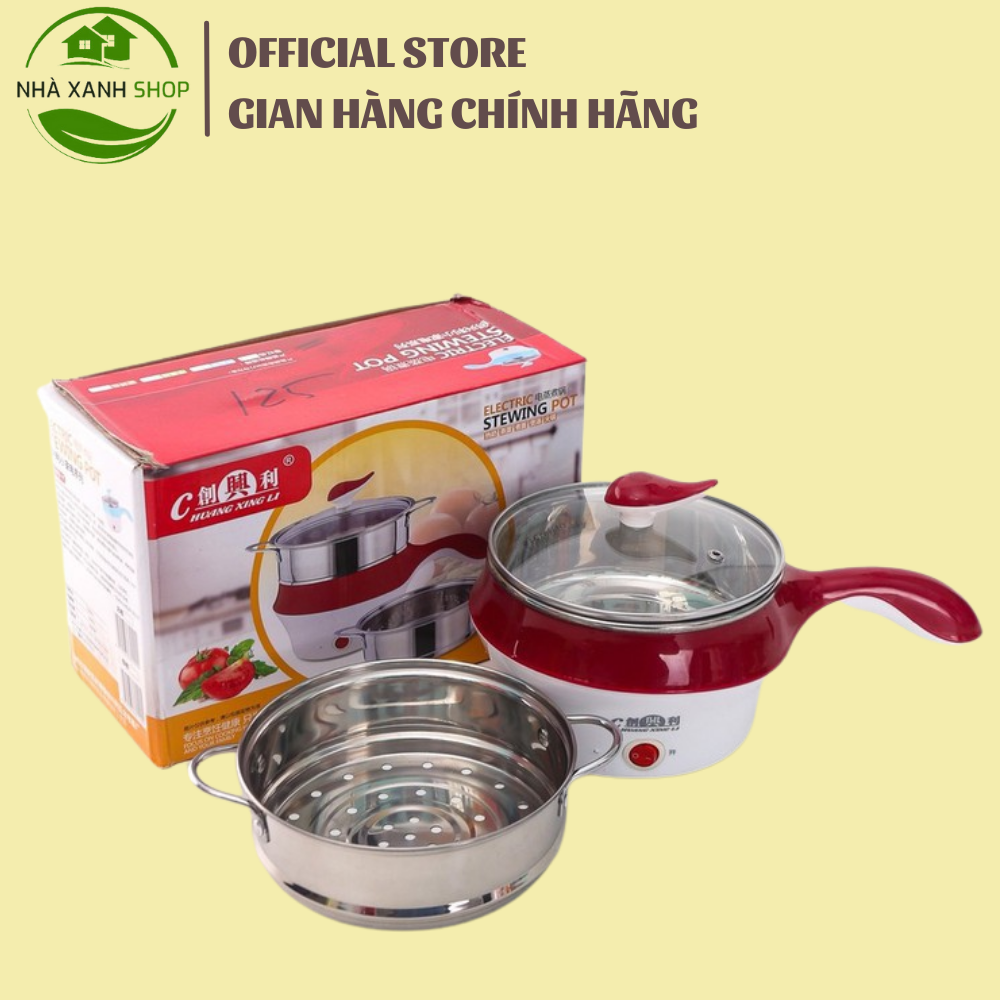 Nồi lẩu mini, ca nấu mì 2 tầng tặng kèm vỉ hấp đa năng, chiên, hấp,lẩu, rán siêu tiện dụng