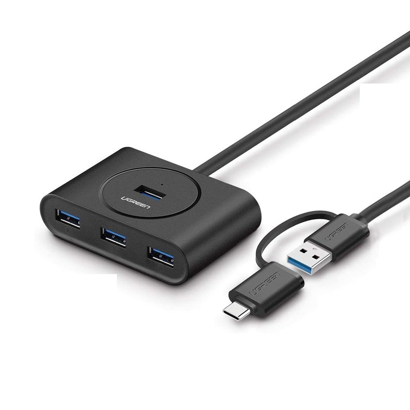 Bộ chia - hub usb 3.0 + usb type-c 3.1 sang 4 cổng usb 3.0 ugreen 40850 hỗ trợ otg