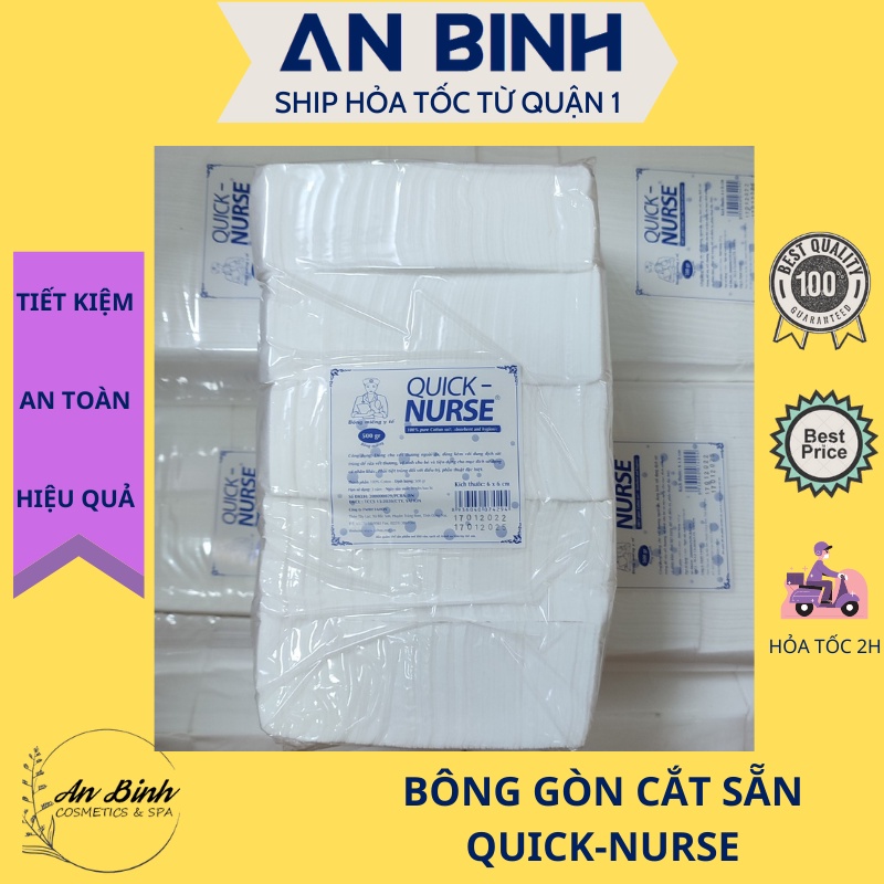Bông gòn quick-nurse cắt sẵn 6x6cm - bông gòn cắt quick nurse túi 500gram