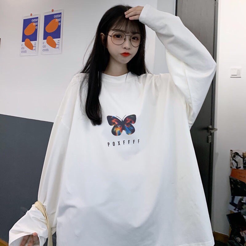 [lọ lem luxuxy hình thật áo thun swe bướm unisex 3d from rộng nam nữ