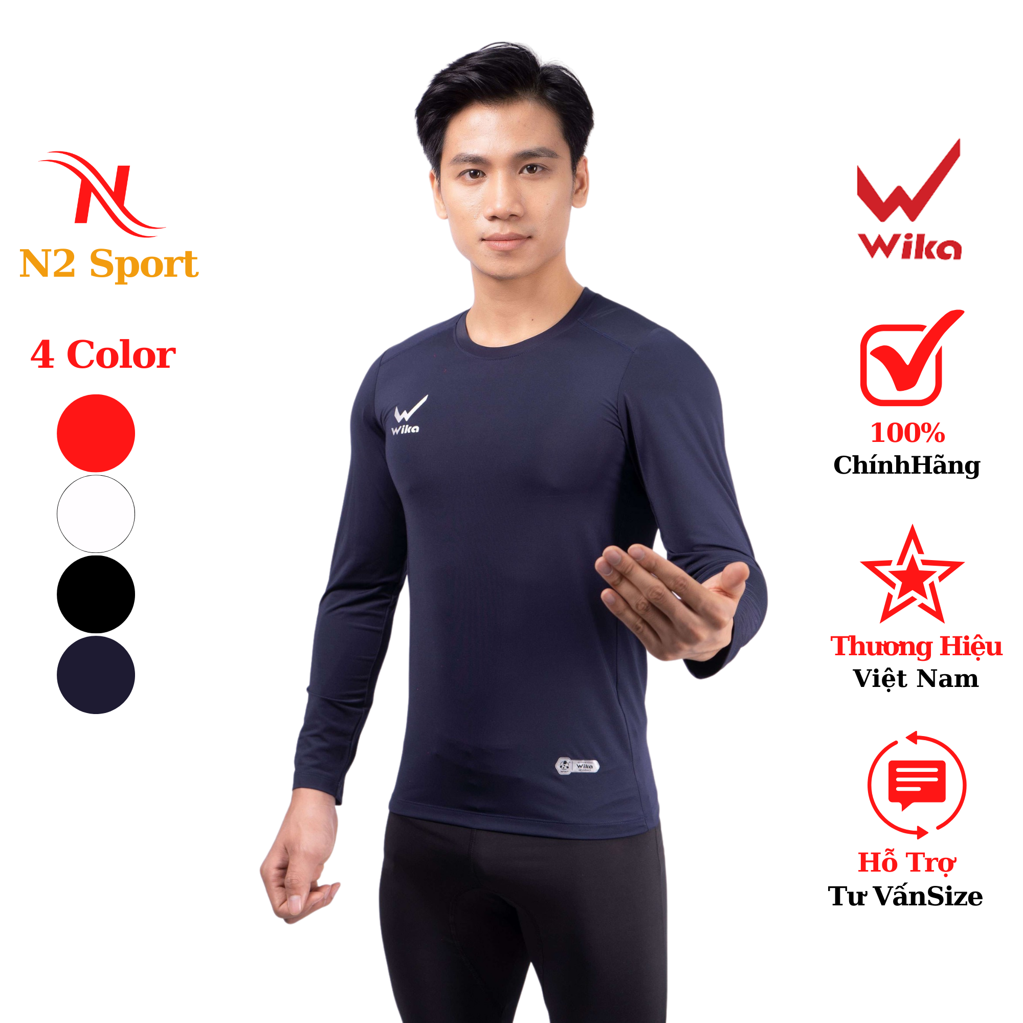 Áo giữ nhiệt thể thao Wika Body, áo lót thể thao co giãn 4 chiều