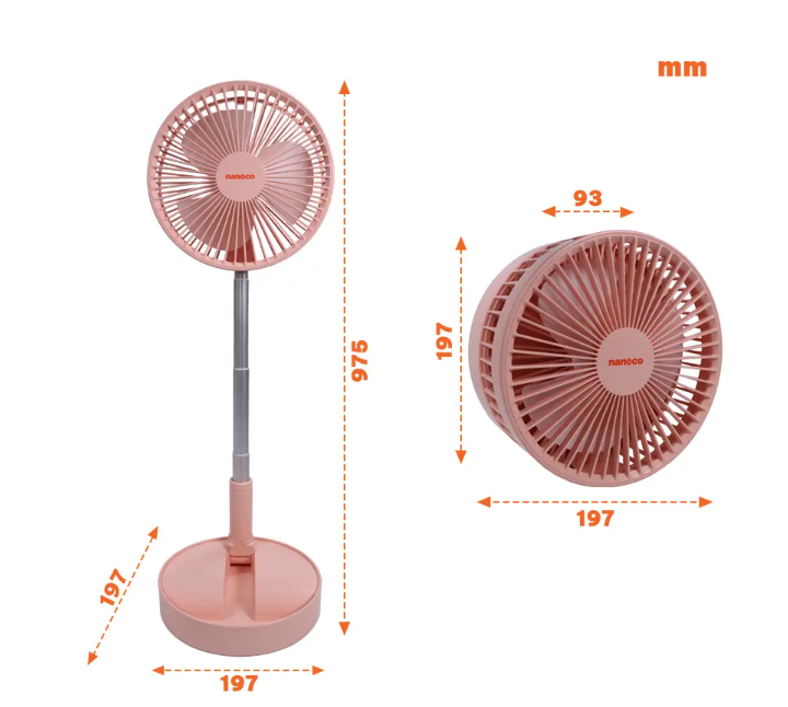 Quạt sạc gấp gọn nanoco - nff1617p