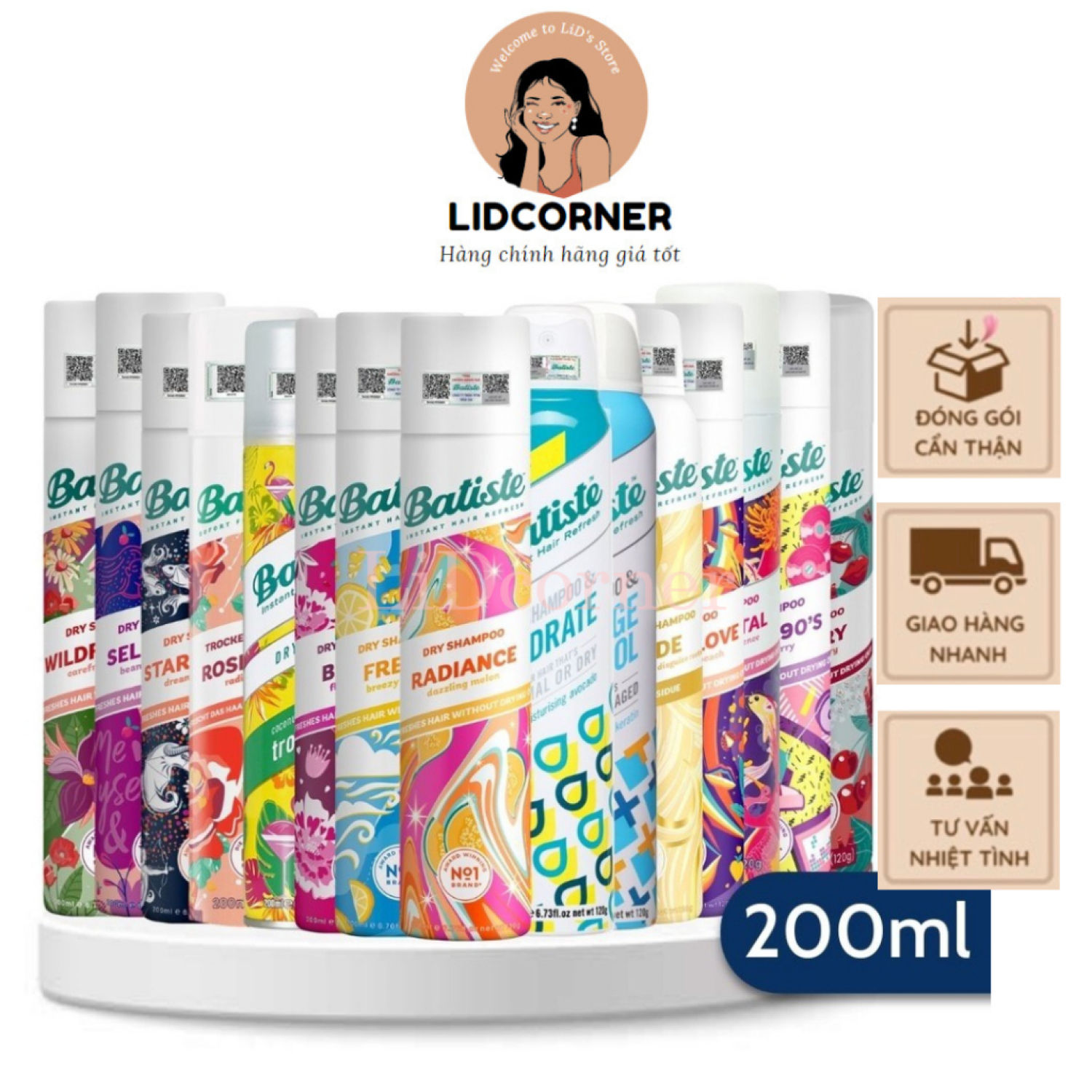 Dầu Gội Khô Batiste 200ml Batiste 50ml Dry Shampoo Gội khô