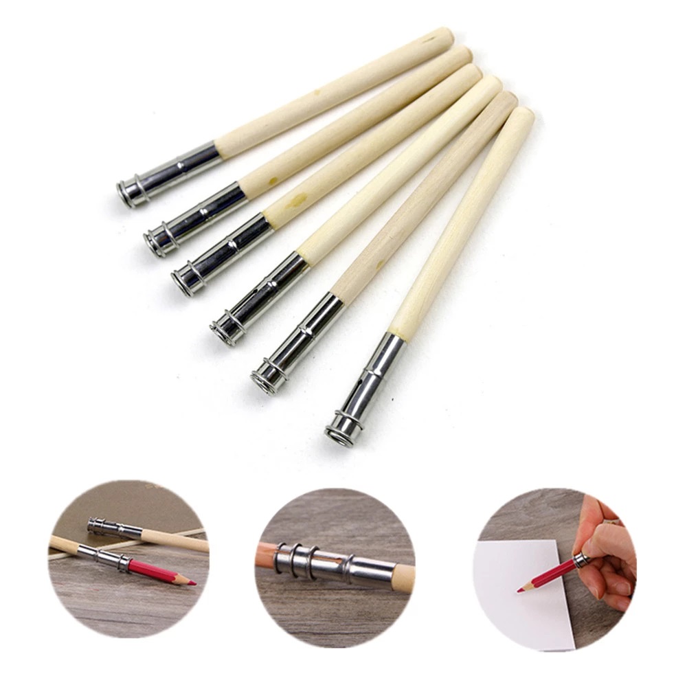 Dụng cụ nối dài bút chì 1 đầu thân gỗ đầu kẹp inox