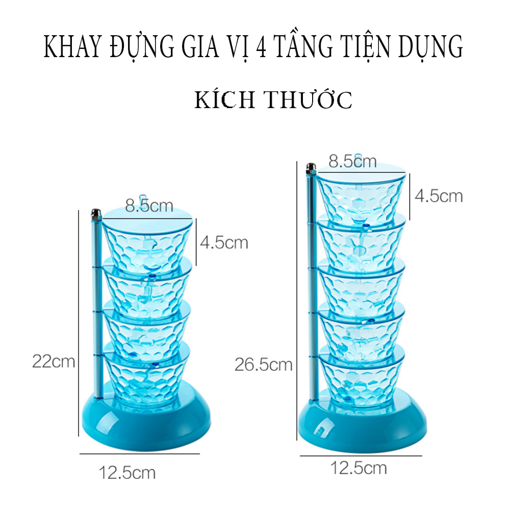 Hộp đựng gia vị 4 tầng quay 360