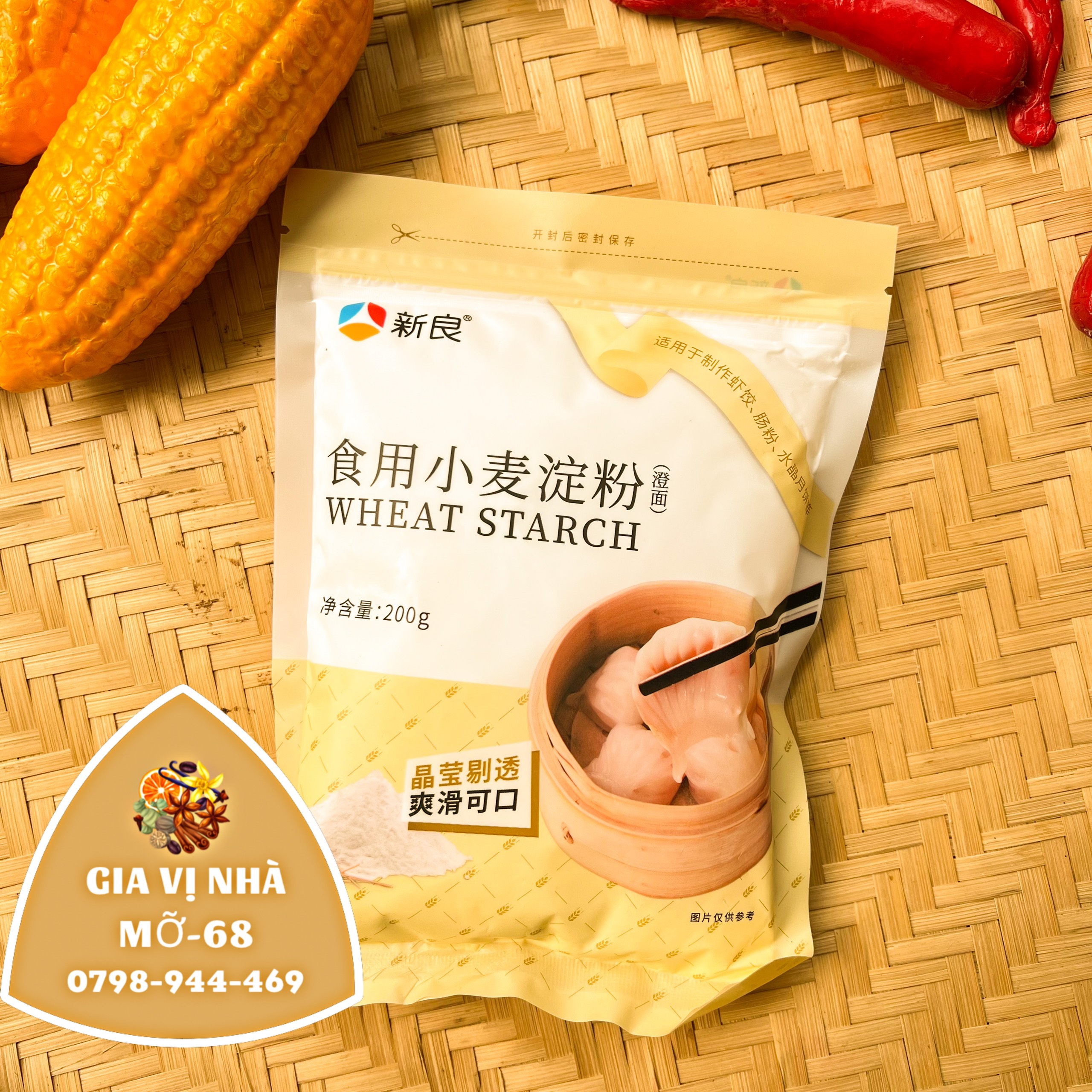 Bột mì hiệu tân lương chuyên dùng làm há cảo , bánh bao - gói 200gr
