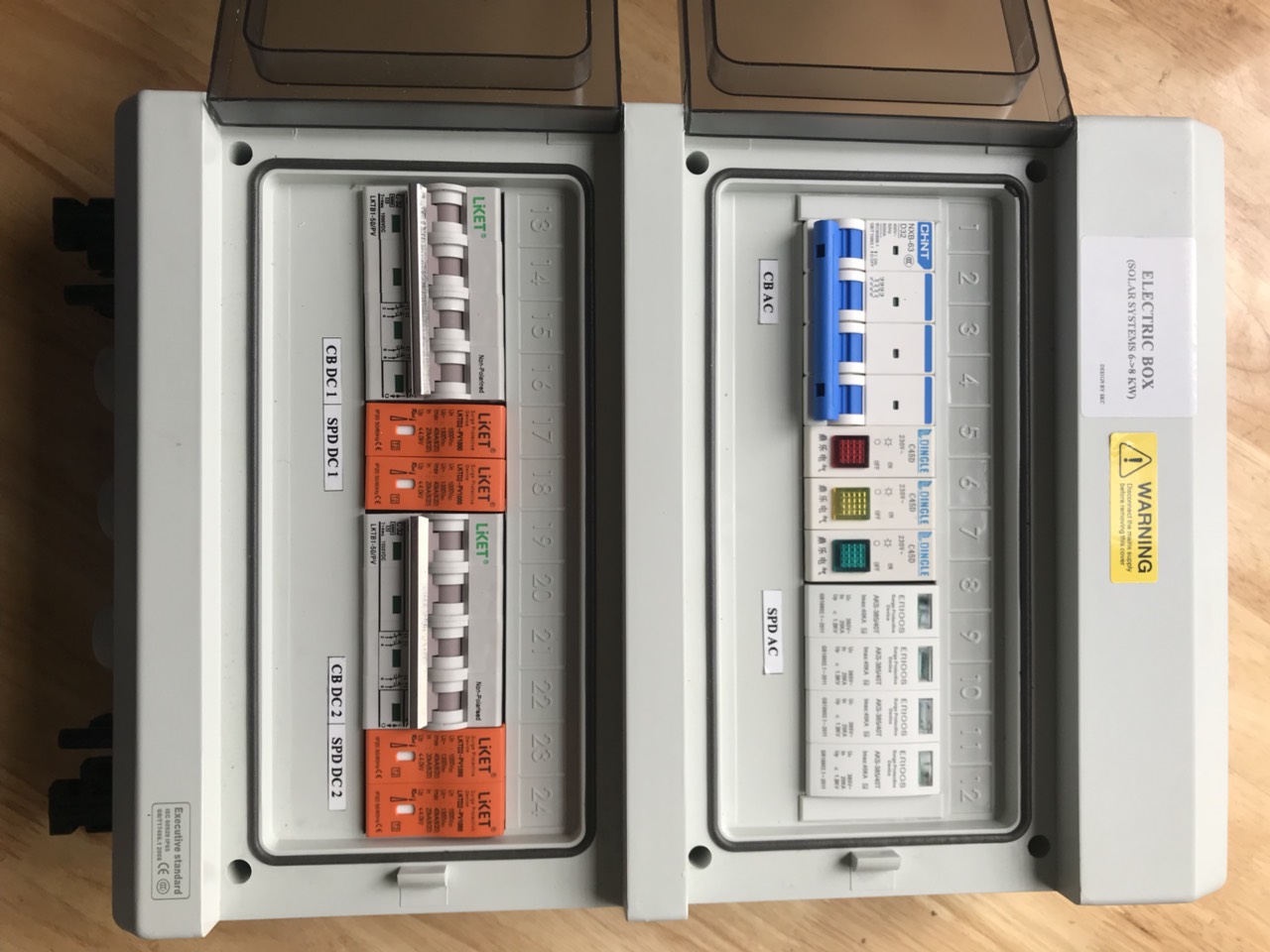 Tủ Điện Đấu Sẵn Hệ 5 Đến 8 KW 3 Pha, Thiết Bị Bảo Vệ Điện Mặt Trời, Lắp Đặt Hệ Thống Điện Mặt Trời, Điện Mặt Trời Cho Gia Đình