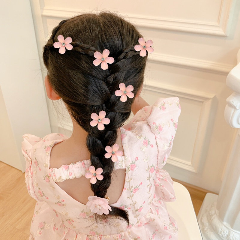 Kẹp Tóc Hình Cánh Hoa Mini Bằng Acrylic Đính Đá Dễ Thương Cho Nữ, kẹp siêu xinh