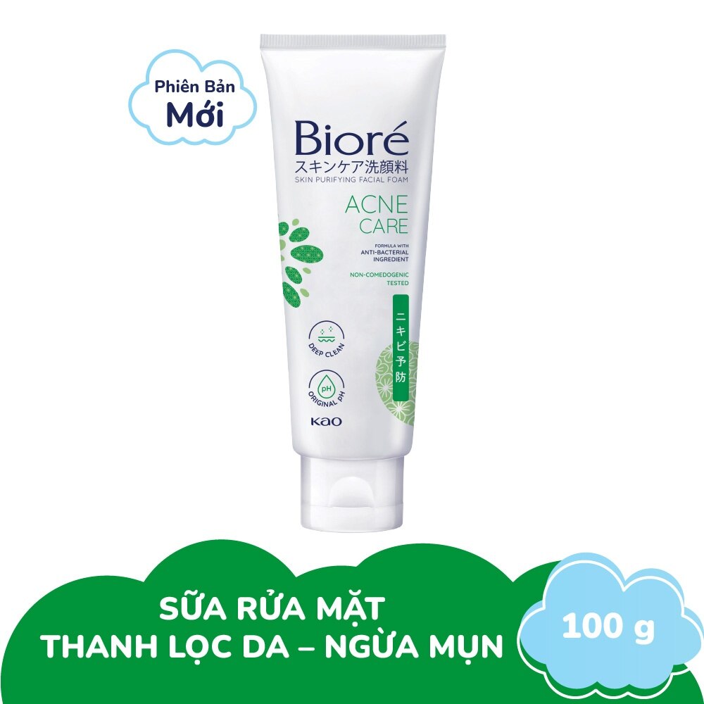 Sữa rửa mặt biore kháng khuẩn sạch mụn 100ml