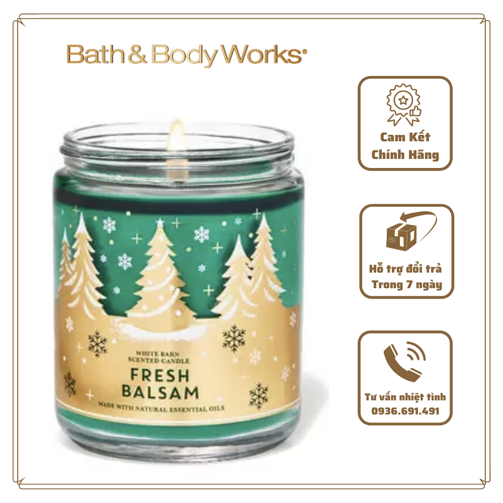 Nến thơm bath & body works fresh balsam 1 bấc 198g