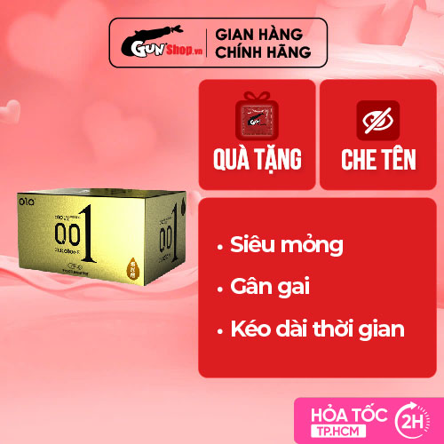 Bao cao su OLO 0.01 gân gai - Siêu mỏng, kéo dài thời gian - Hộp 10 cái | GUNSHOP VIỆT NAM