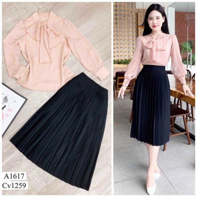 Chân váy dập ly túi zip xịn xò