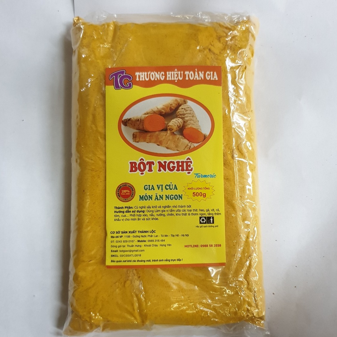 Bột nghệ vàng nguyên chất gói 500gr - gia vị tạo màu tự nhiên cho món ăn, làm đẹp chăm sóc da mặt
