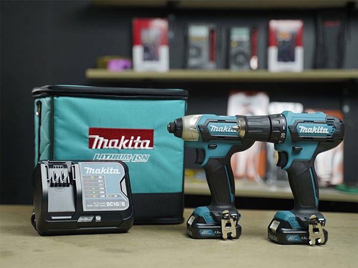 Chính hãng - bộ combo sản phẩm máy khoan và máy vặn vít dùng pin 12v makita clx224s
