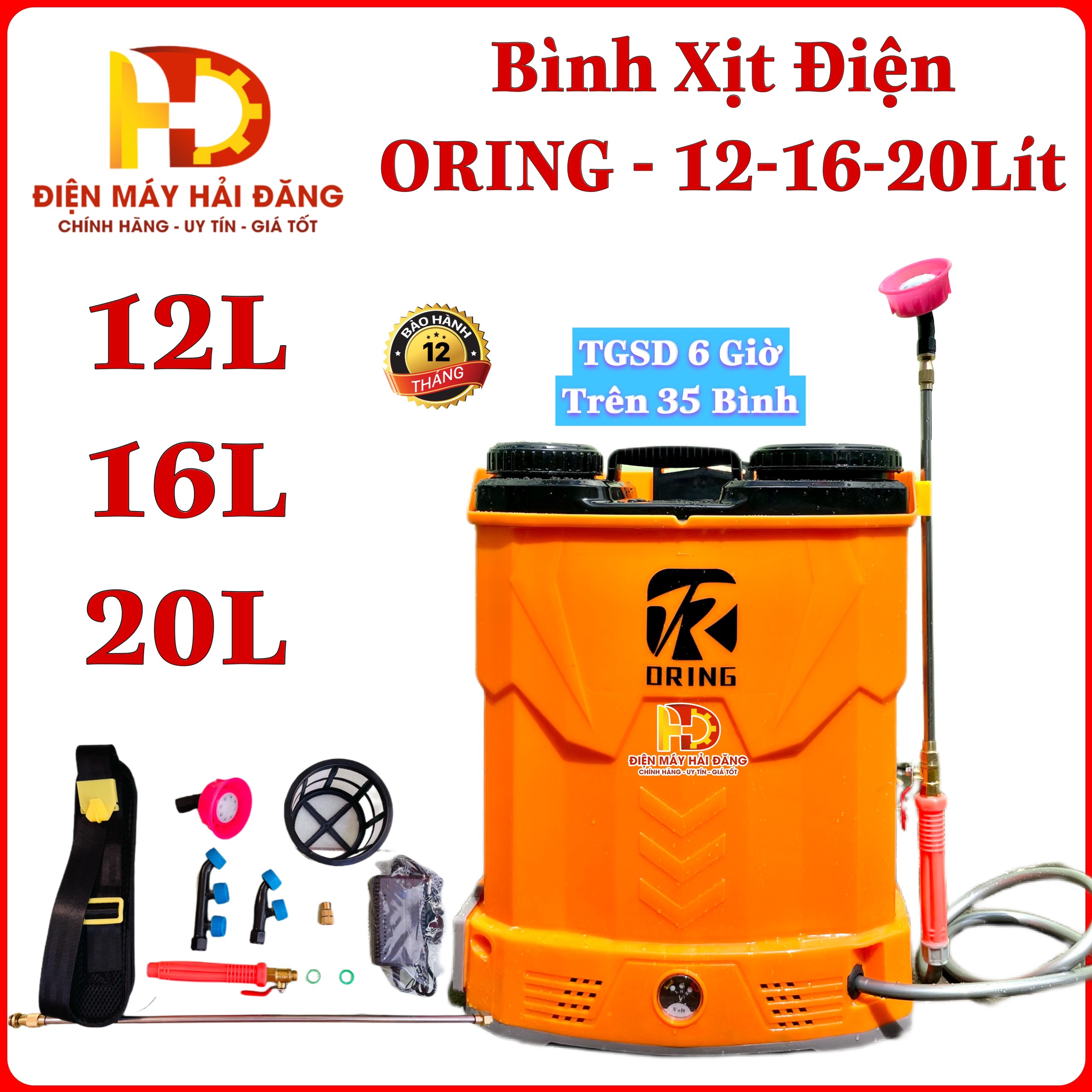 Bình xịt điện ORING. 12l16L20L. 1 bơm.TECHNOLOGY of JaPan. Bảo hành 1 Năm