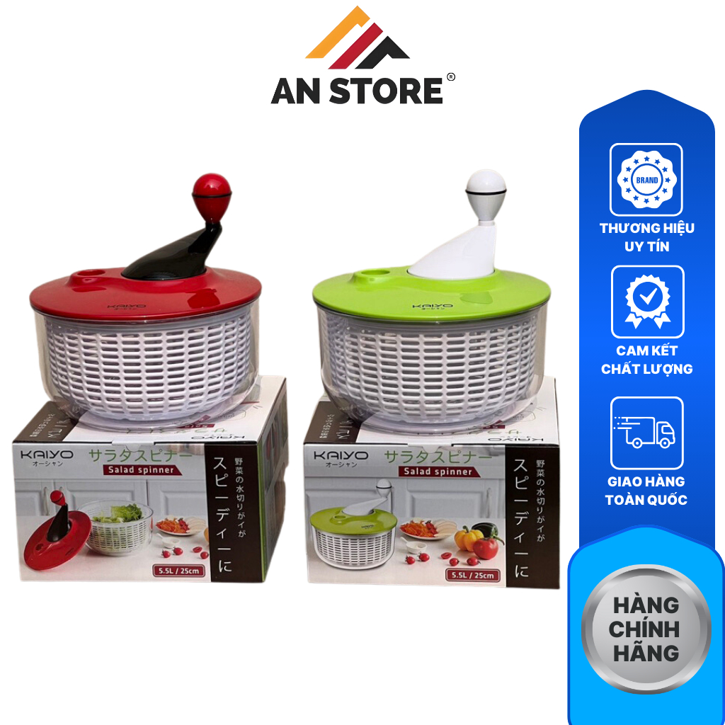 Rổ quay rau Kaiyo 5,5L, size 26cm, rổ quay rau li tâm
