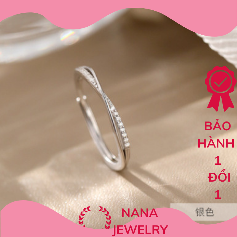 Nhẫn bạc 925 kiểu dáng hai vòng tròn đan vào nhau mẫu mới hot nhất năm nay, Trang sức nữ NaNa