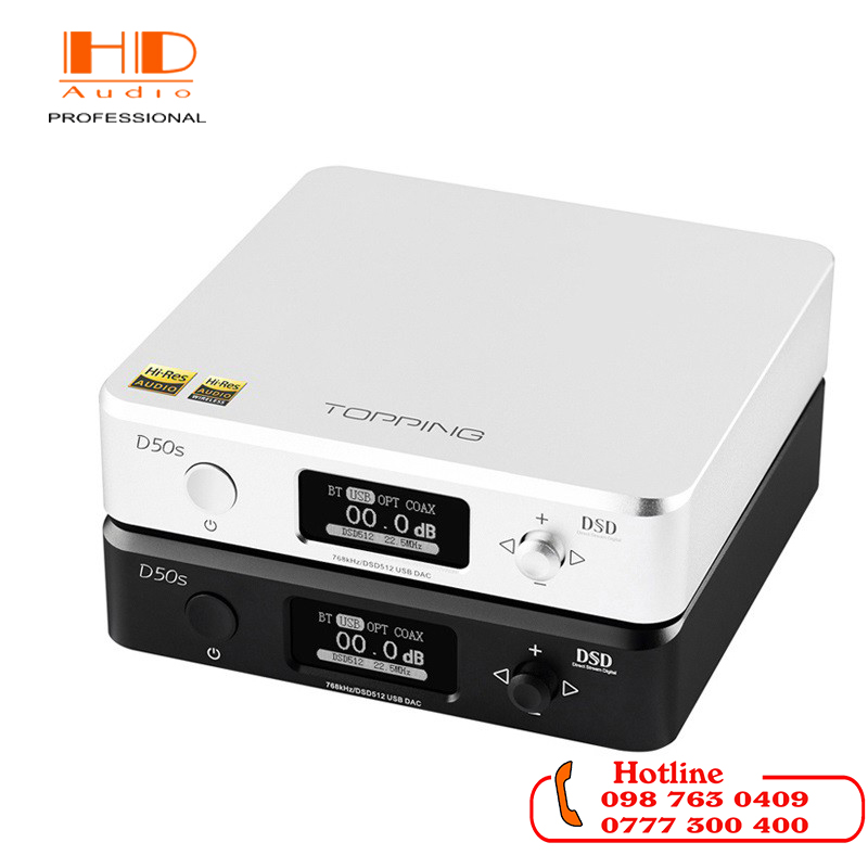Giải mã topping d50s- bộ giải mã âm thanh dsd512 ocm 768khz,32bit