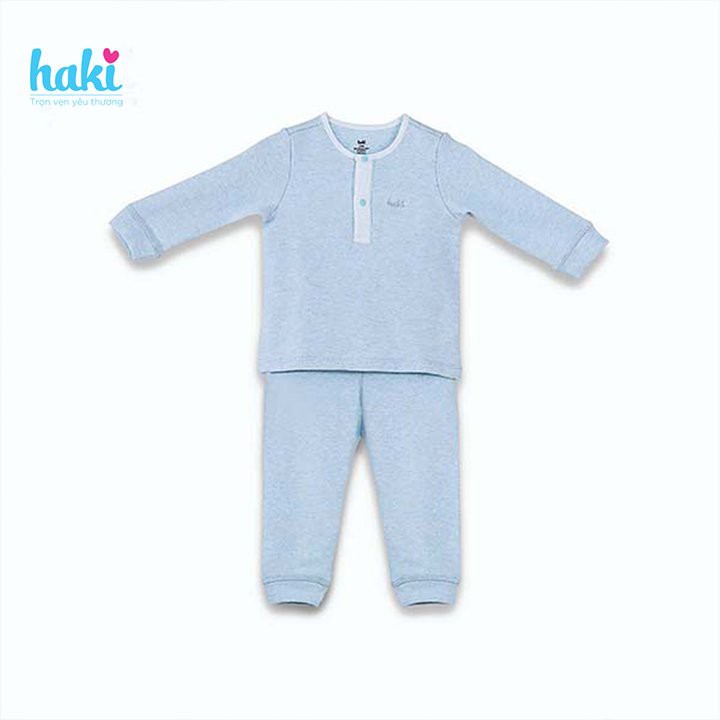 Bộ quần áo thu đông vải Melange Cotton cao cấp BC002; set sơ sinh dài tay cho cho bé trai bé gái Haki