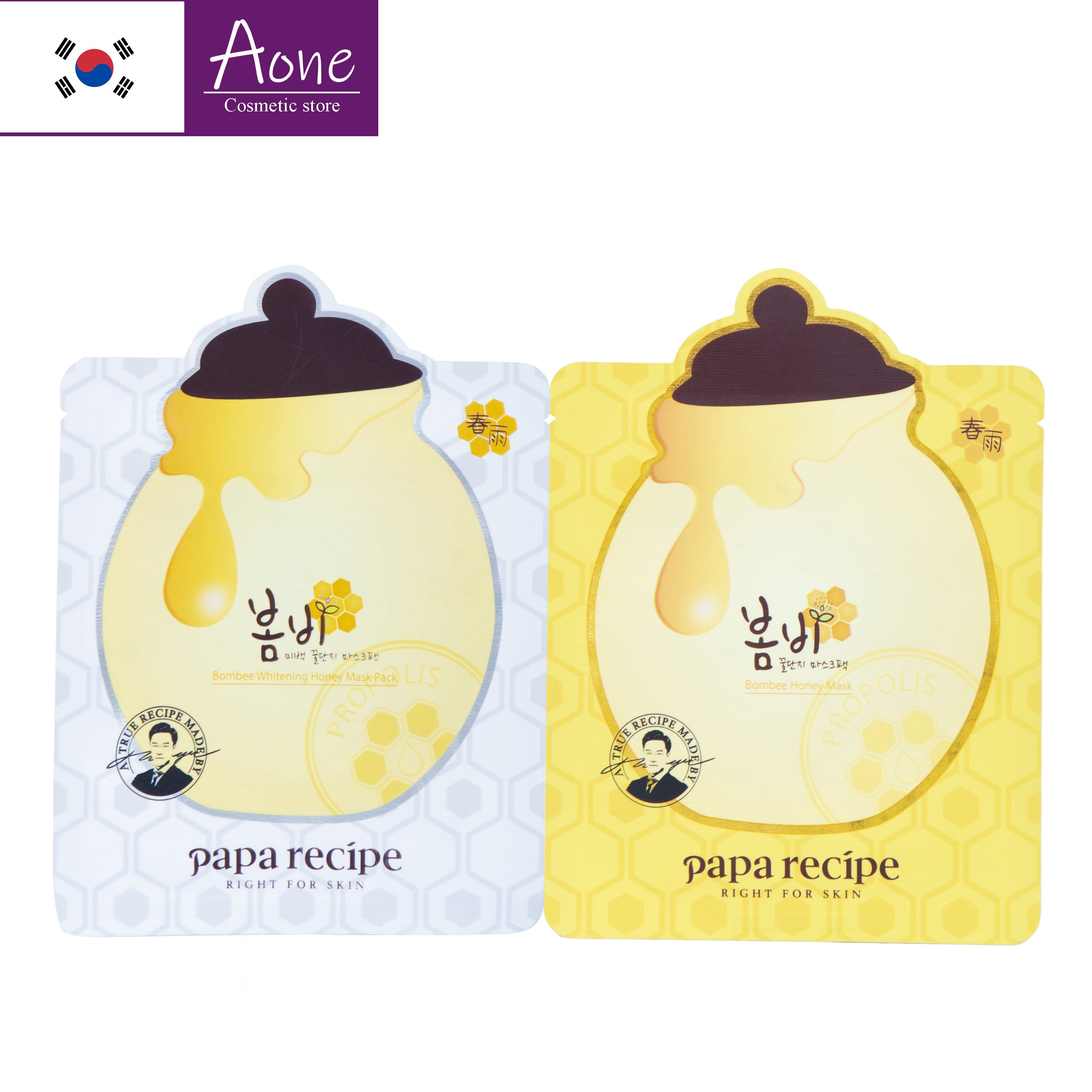 [Auth Hàn] Hộp 10 miếng mặt nạ mật ong dưỡng ẩm và trắng sáng da Papa Recipe 25g/m