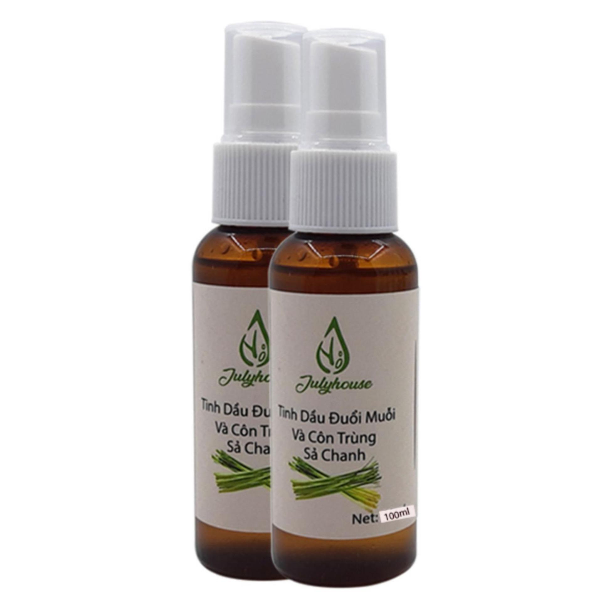 Bộ 2 chai Tinh dầu đuổi muỗi Hương Sả Chanh Spray Cho Phòng Ngủ Bé Yêu Julyhouse 100ml