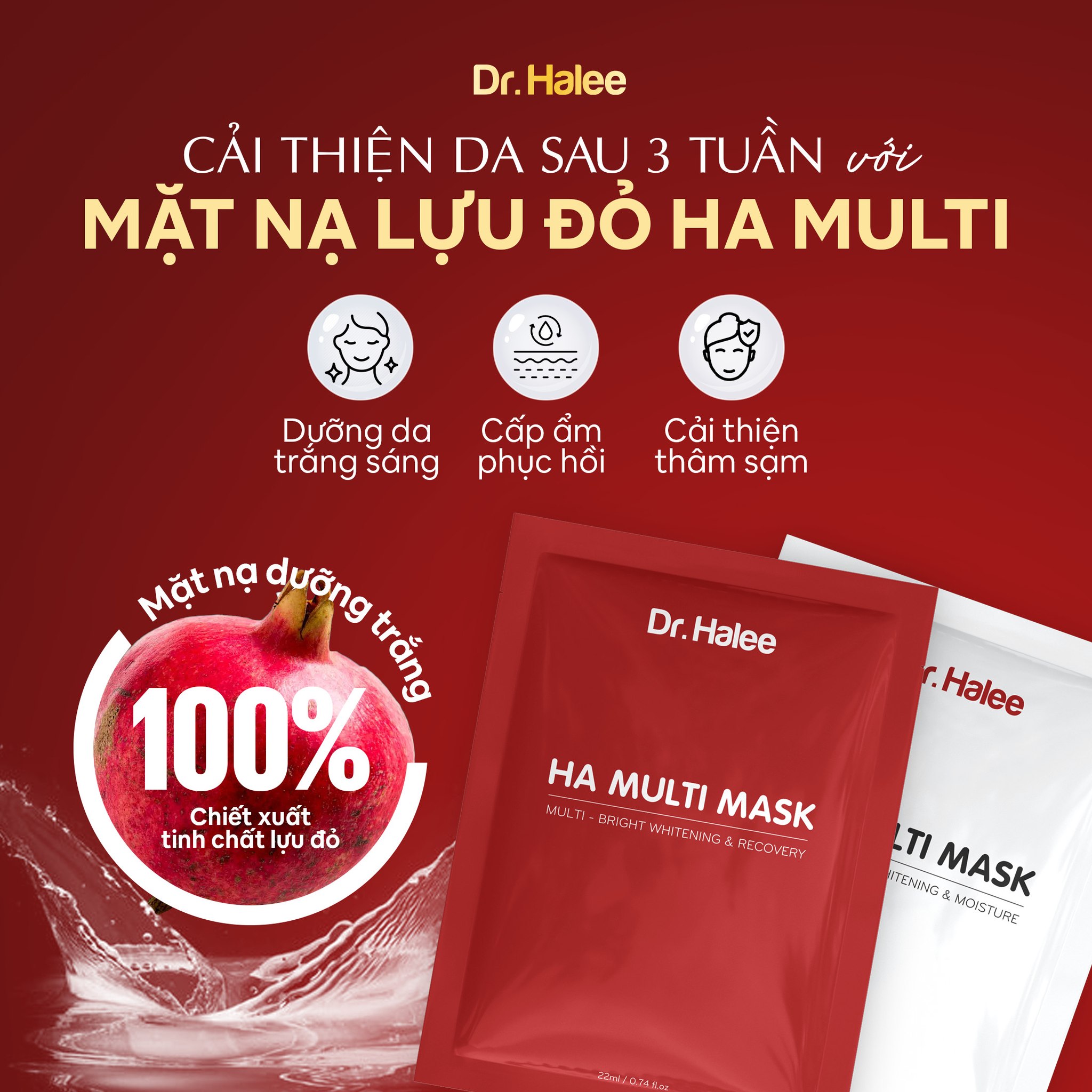Mặt nạ ha multi dr halee - dưỡng ẩm phục hồi trắng da phiên bản 1 miếng lẻ