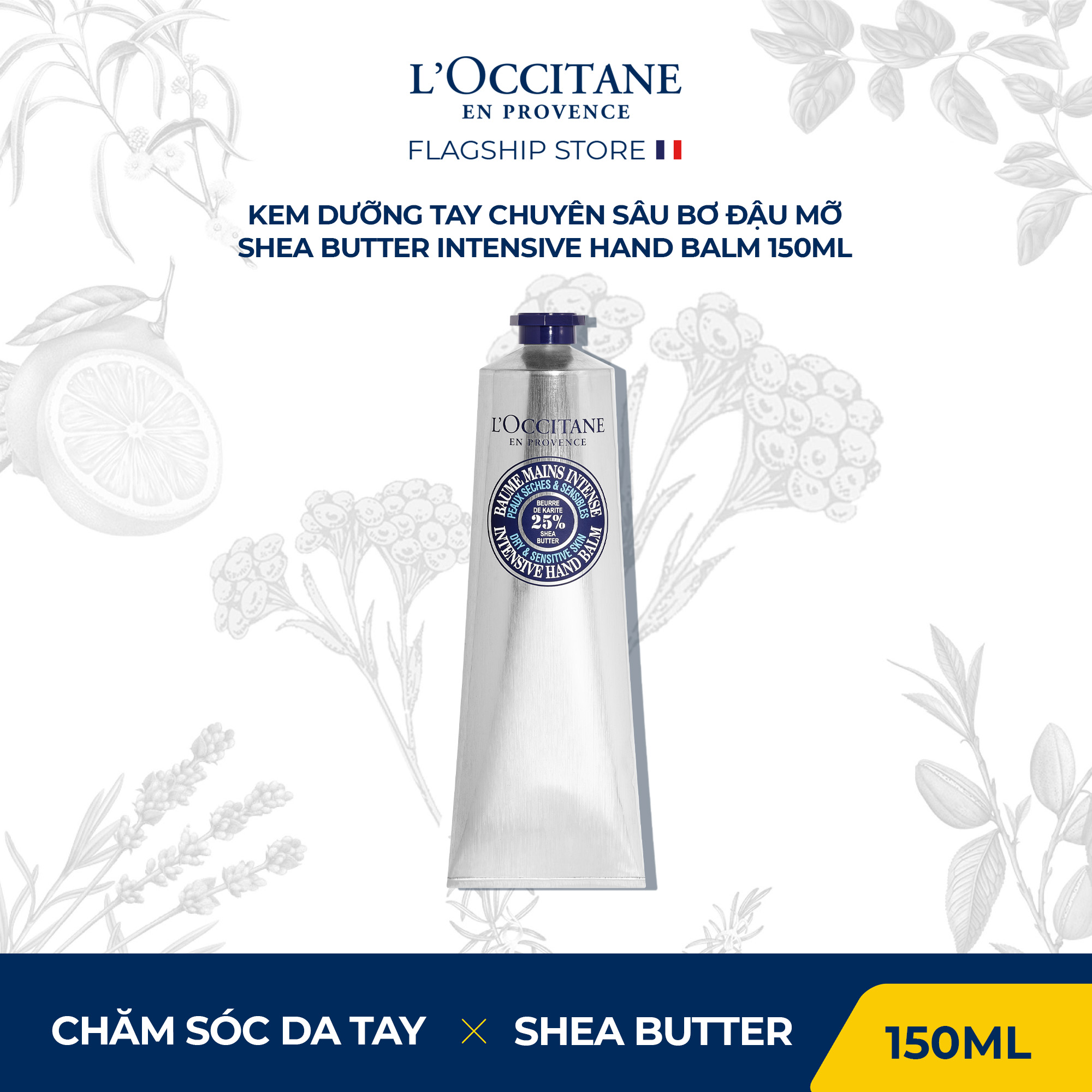 Kem dưỡng tay bơ đậu mỡ chuyên sâu l'occitane shea butter hand balm 150ml