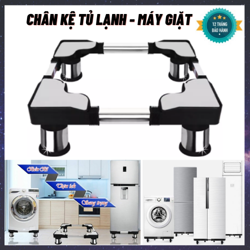 [HCM]Chân kệ máy giặt  tủ lạnh . Chân Kệ Tủ Lạnh  Máy Giặt  Máy lọc nước Khung Inox Có Đế Chống Rung Điều Chỉnh Được Kích Thước - Chất Liệu Inox 304 (48cm - 64cm)