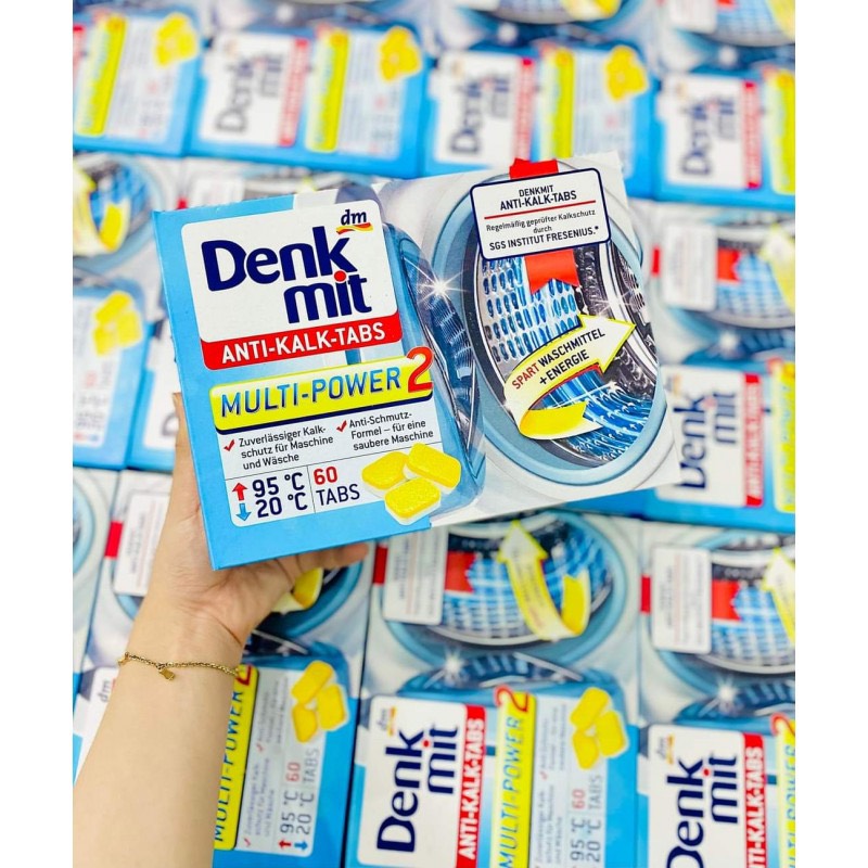 Hộp 60 viên tẩy vệ sinh lồng máy giặt Denkmit, xuất xứ Đức