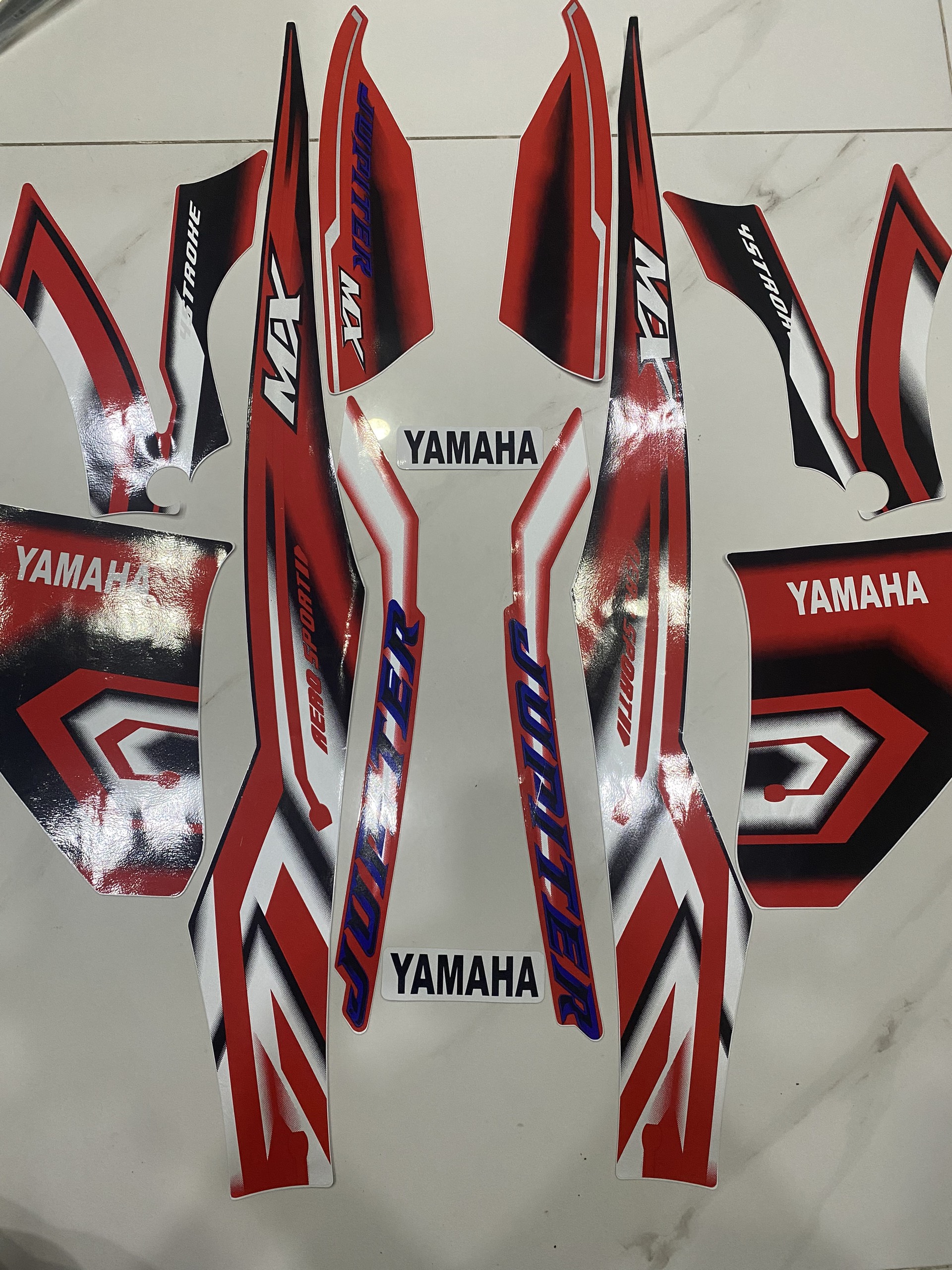 Trọn bộ tem rời 3 lớp zin thái dán xe máy Yamaha Jupiter Mx màu đỏ