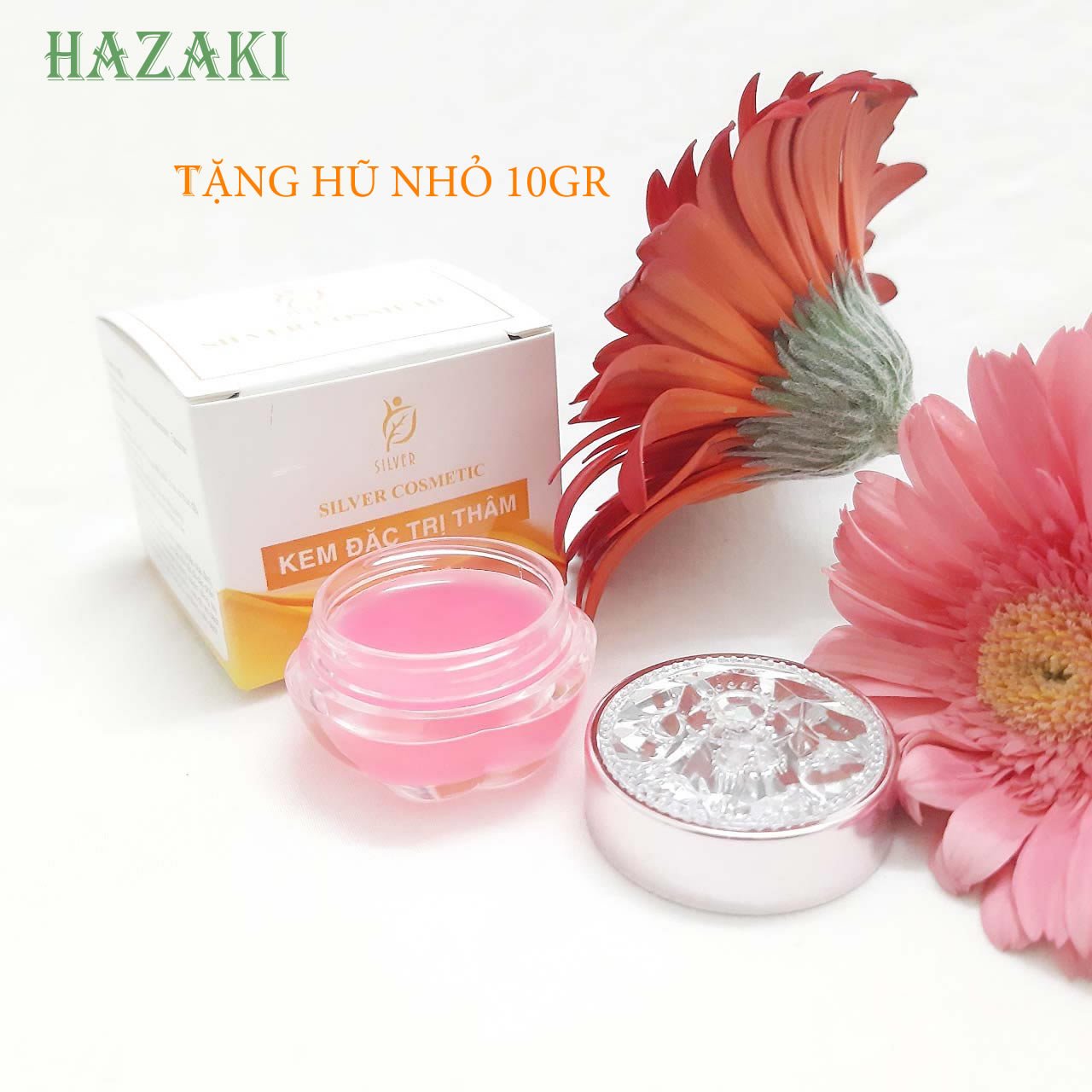 Kem Làm Hồng Nhũ Hoa - Làm Hồng Vùng Kín - Làm Hồng Môi HAZAKI Hộp Vàng Nhỏ 20gr - Tặng Kèm Hũ Nhỏ 10gr