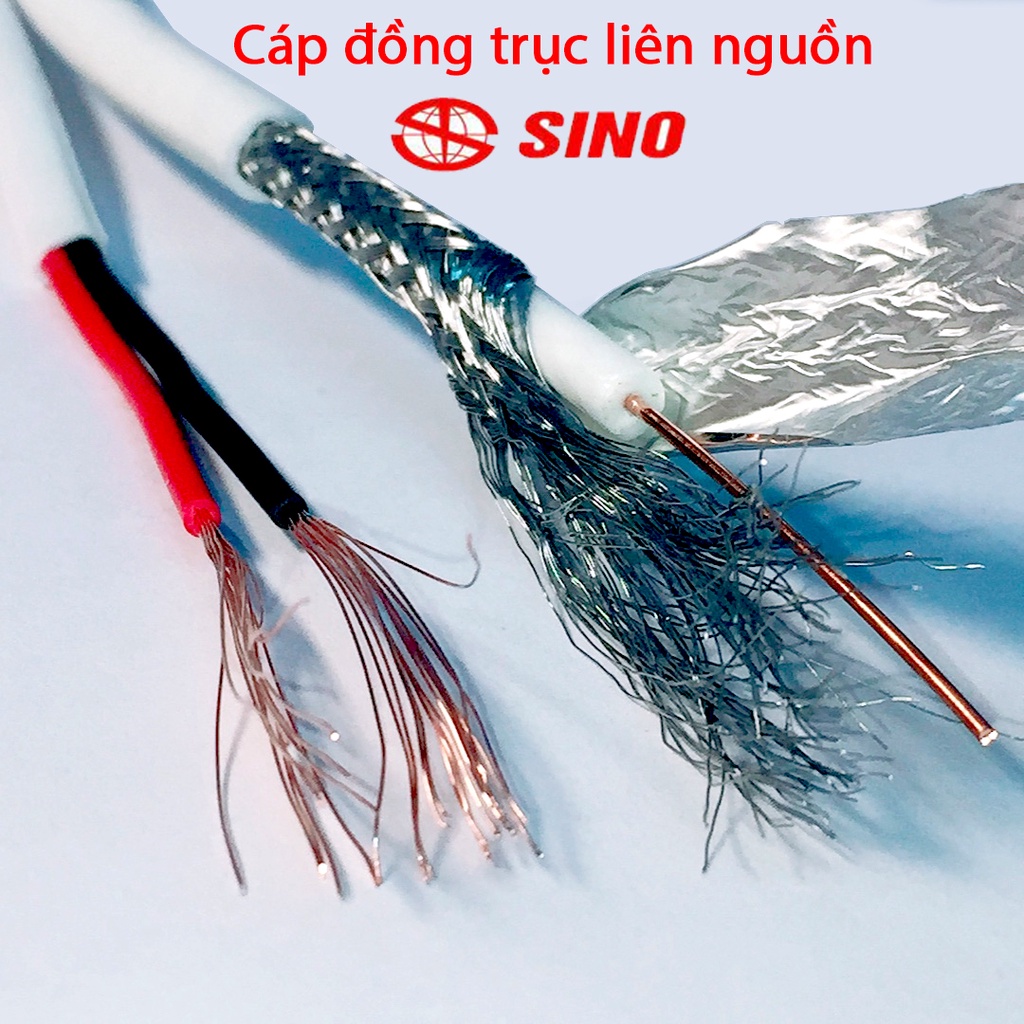 Dây cáp đồng trục SINO có bọc bạc chống nhiễu, kèm dây nguồn, dây dùng để cấp tín hiệu cho Camera mã lẻ
