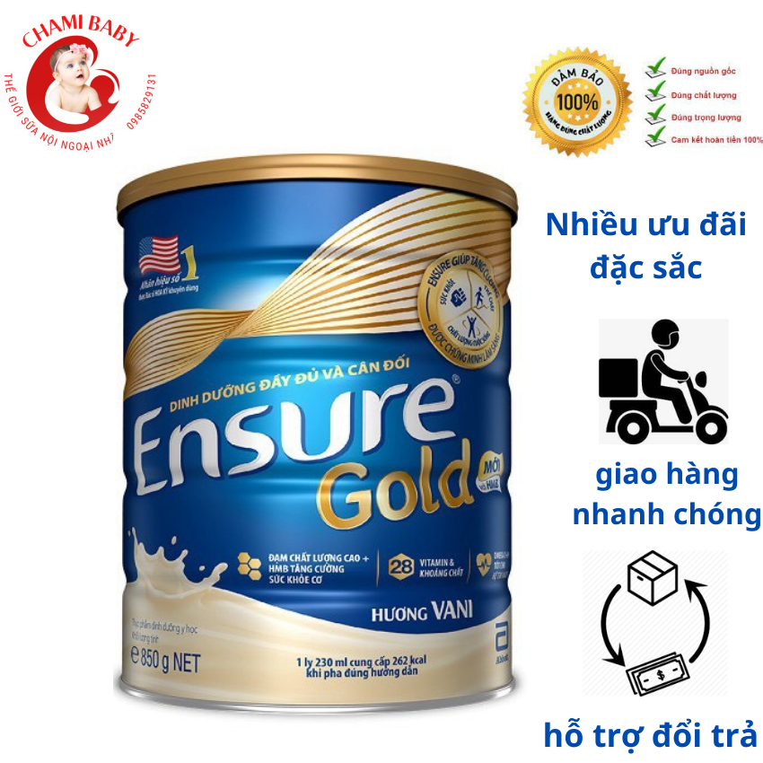Lon Sữa Bột Ensure Gold Abbott Hương Vani 850g  Bồi Bổ Sức Khỏe
