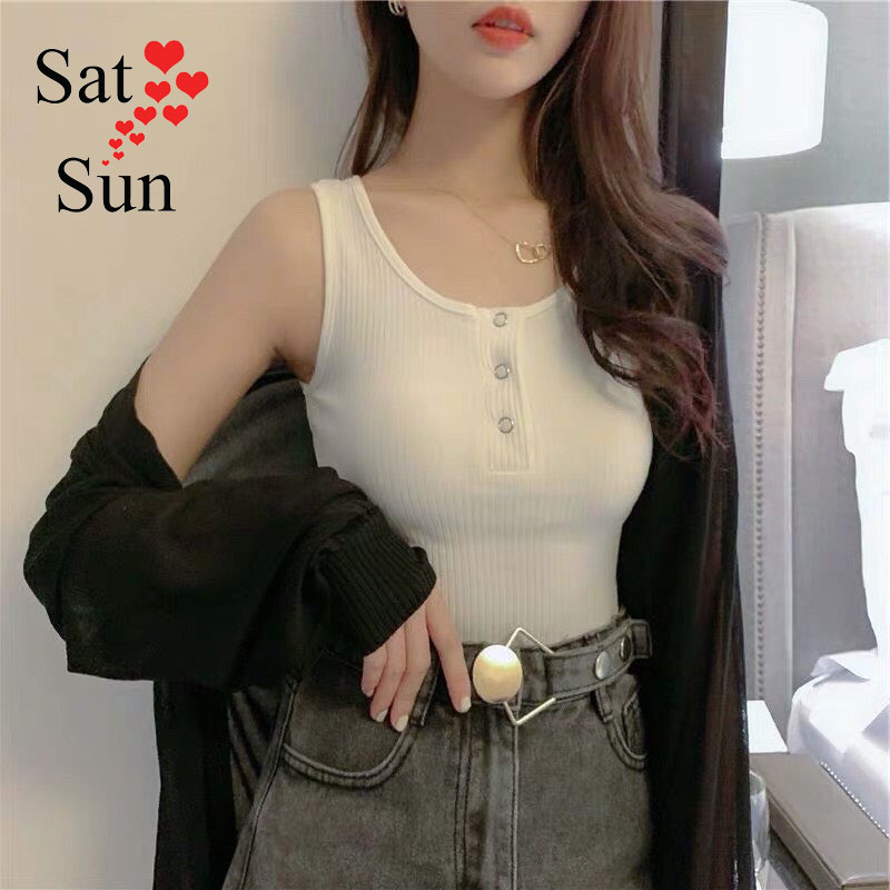 Áo hai dây gân tăm dầy dặn chất đẹp hai màu trắng đen cơ bản satsun