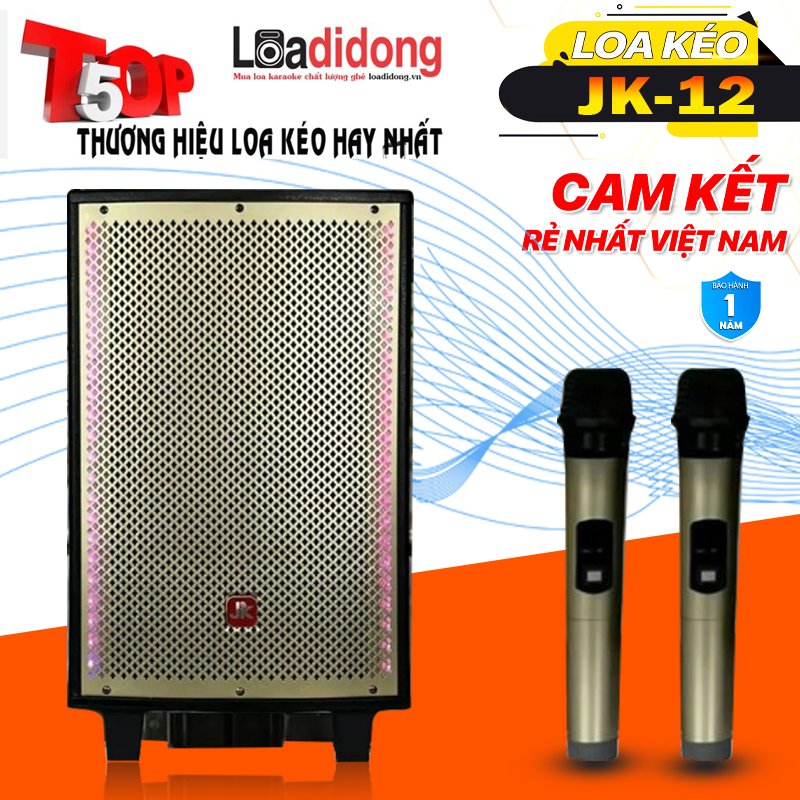 [Siêu Loa 2024]Loa Kéo Xách Tay Di Động JK - K12 -Bản Mỹ Cao Cấp, Tay Xách Kim Loại,Tặng Kèm 2 Micro