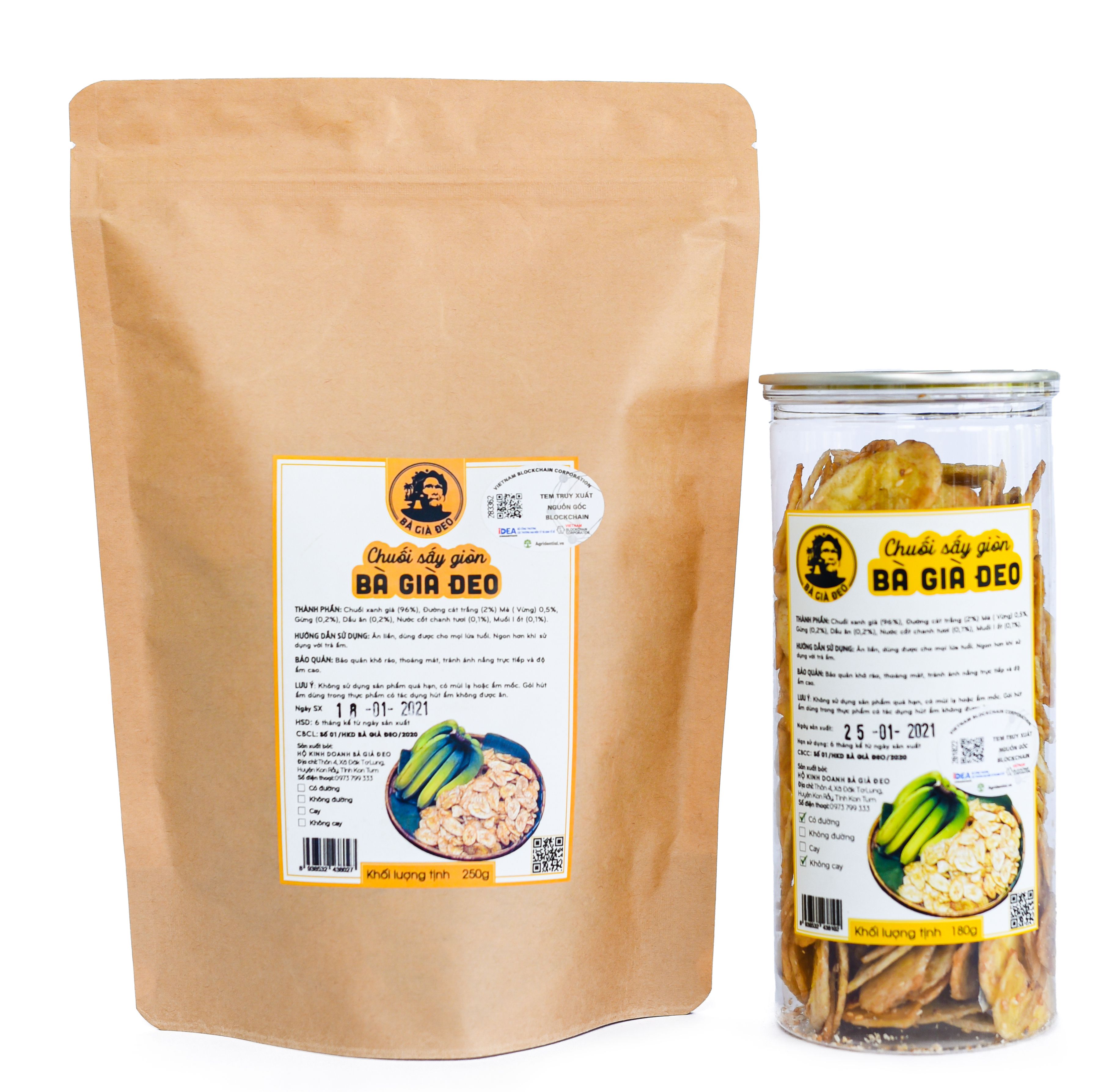 CHUỐI SẤY GIÒN BÀ GIÀ ĐEO _ TÚI 200Gr