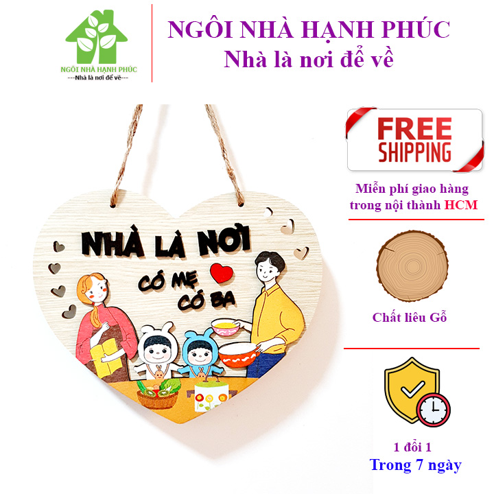 Bảng gỗ decor trang trí nhà cửa 🚀nhà là nơi có mẹ có ba🚀