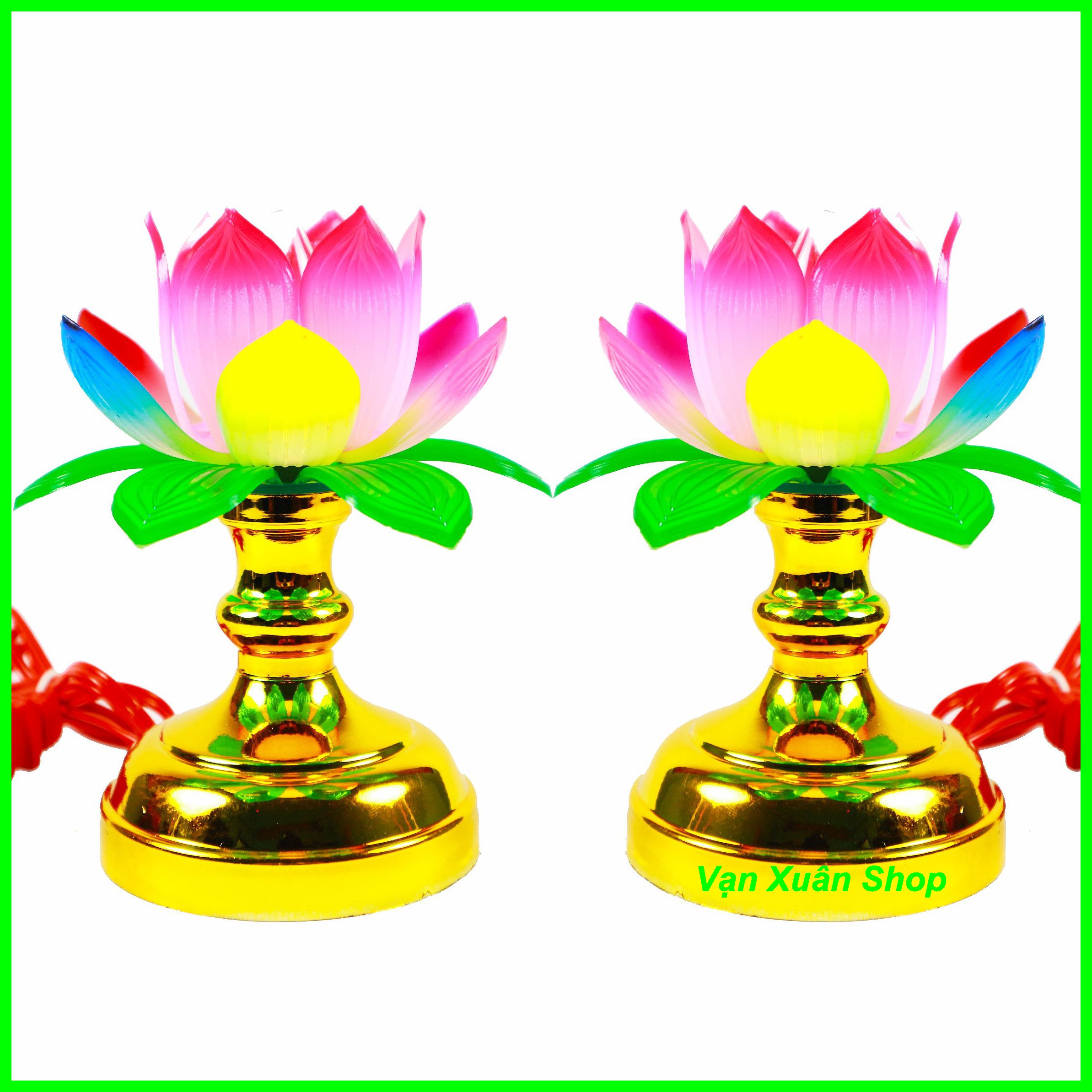 CẶP Đèn thờ hoa sen để bàn thờ Phật, Thần Tài Thổ Địa, Gia Tiên - Đèn thờ cao 13cm - ĐÈN THỜ 1 CẶP 2 ĐÈN đèn thờ cúng đèn thờ phật